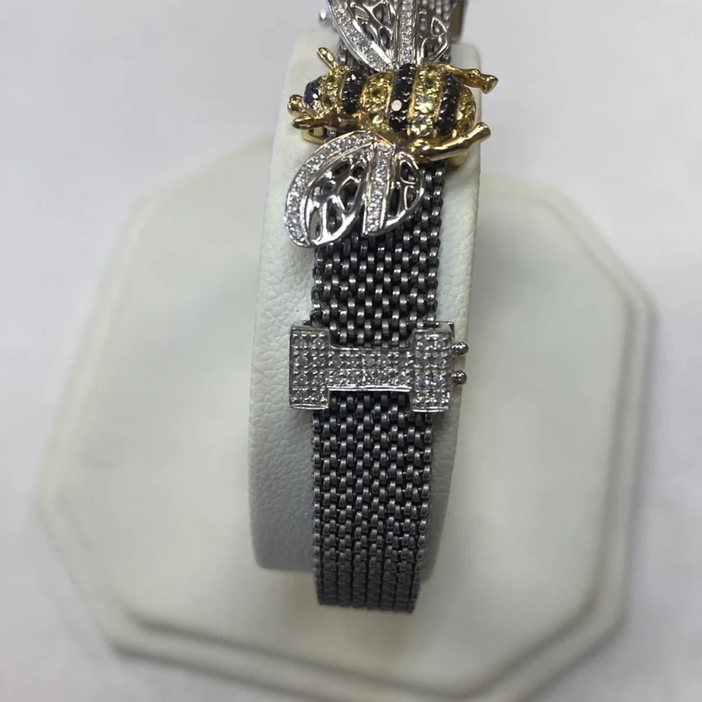 Bangle Bracelet Diamonds 14K Gold - Picture 5 of 14